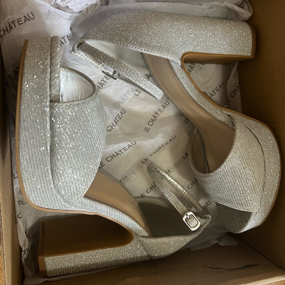 Le Chateau Sparkling Silver Women's Heels